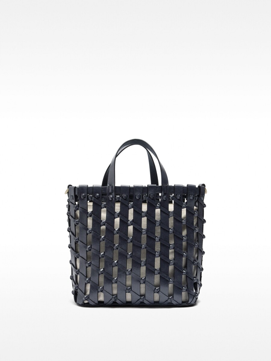 Bolso Tote Trenzado Con Nudos azul-marino