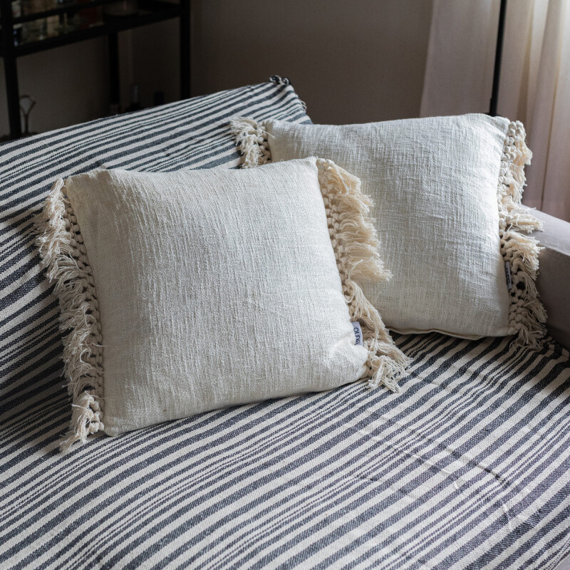 Funda de almohadón algodón marfil 45x45cm