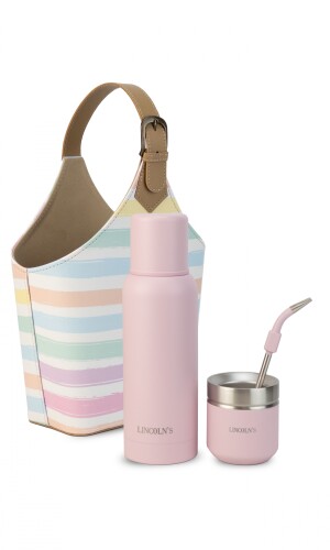 KIT MATERO VELVET RAYAS PASTEL C/ ROSA