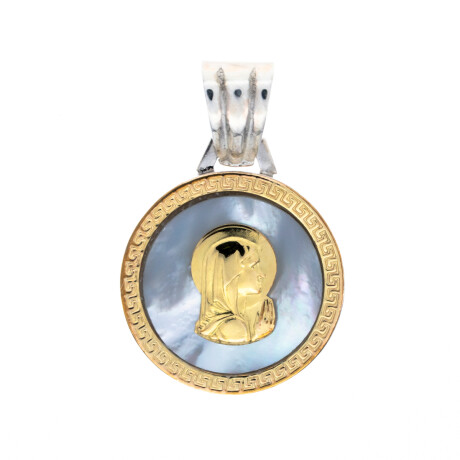 Medalla religiosa de plata 925, double de oro 18 ktes y nácar, VIRGEN MARIA. Medalla religiosa de plata 925, double de oro 18 ktes y nácar, VIRGEN MARIA.