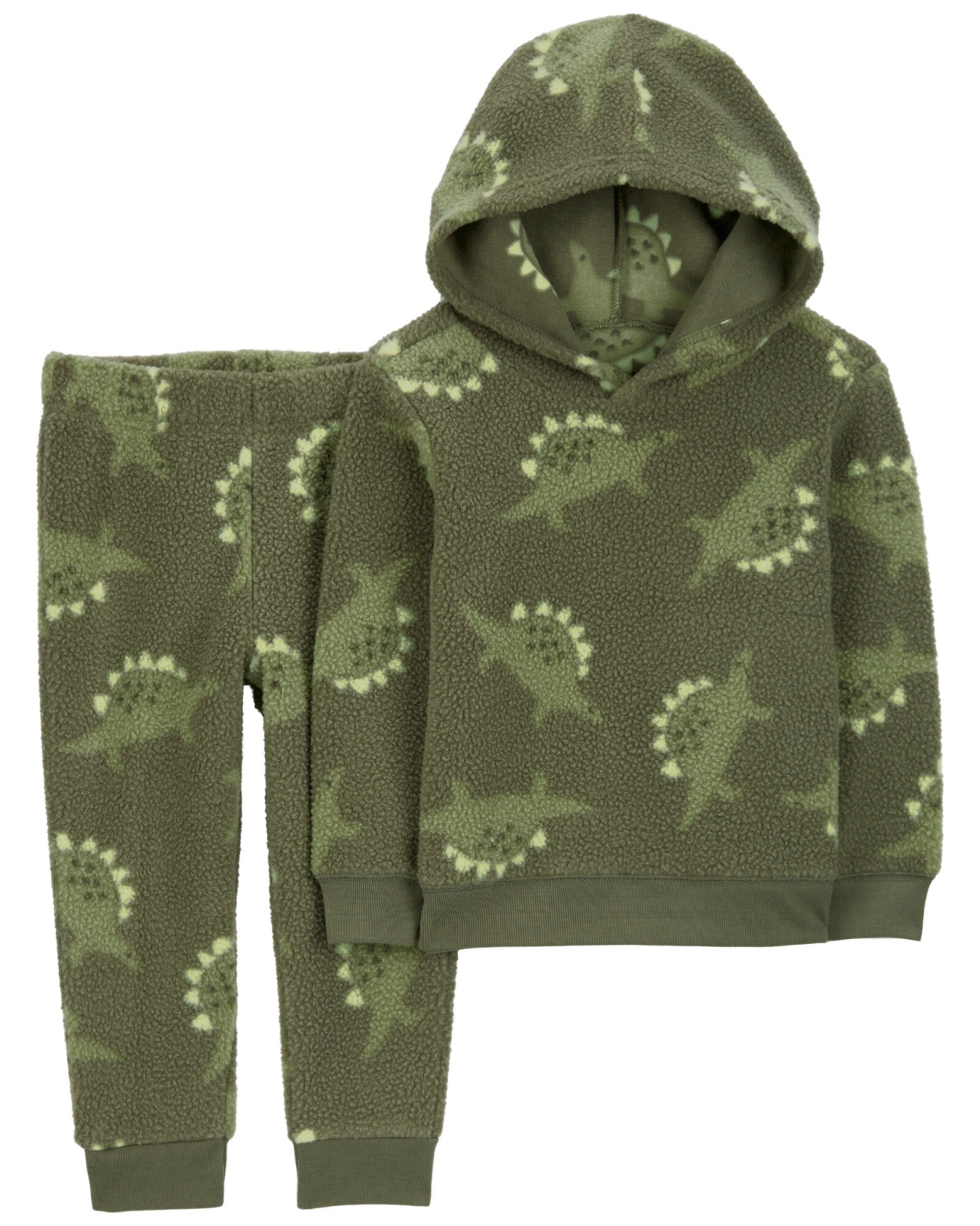 Set dos piezas de micropolar, pantalón y buzo con capucha, diseño dinos Sin color