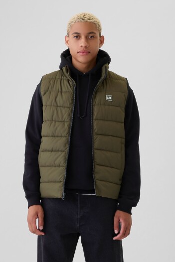 Chaleco Logo Gap Puffer Hombre Olive Night