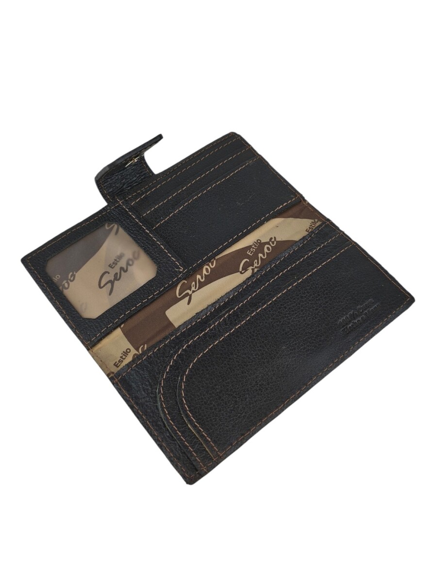 Billetera Larga para Dama en Cuero Genuino | Cierre Imantado - Negro 