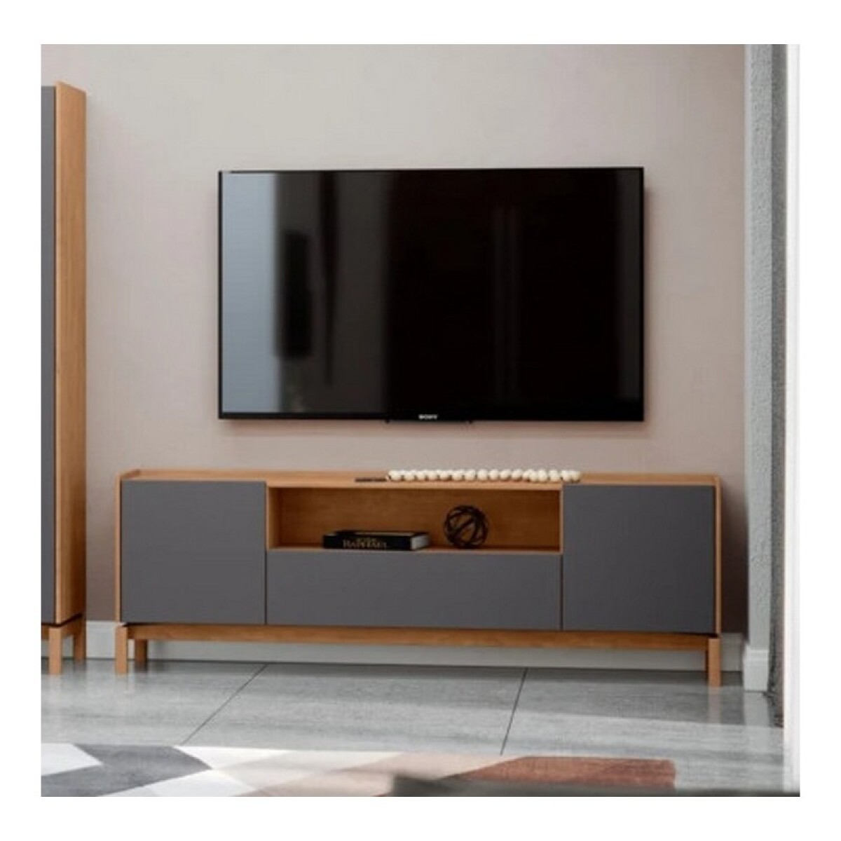 RACK FINESTRA BARCELONA 2 PUERTAS 1 CAJON. TAURARI/CONCRET 