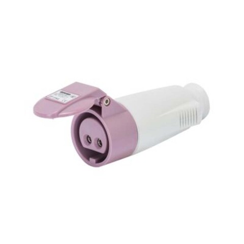 Ficha prolongación industrial 2P s/tierra 16A 24V violeta IP44 GG2064
