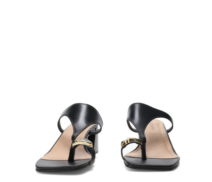 Sandalias de Mujer Bottero Taco Y Aplique Negro