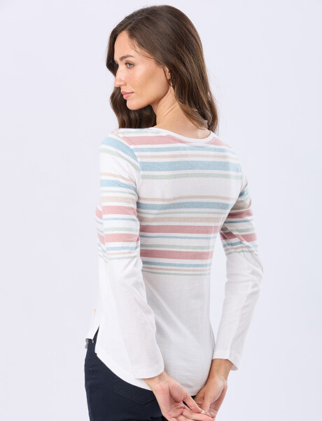 REMERA RAYADA DE ALGODÓN Blanco