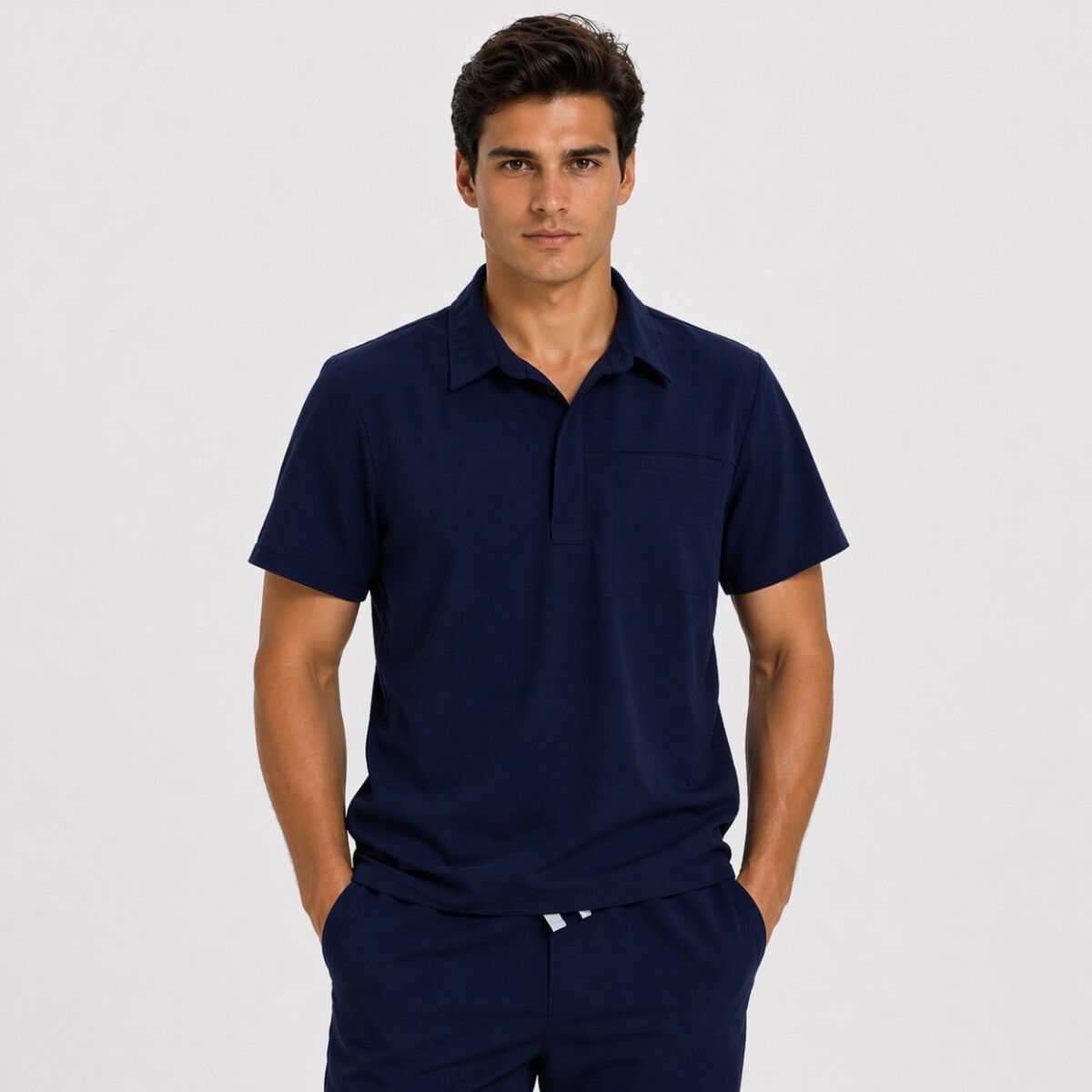 Casaca polo con botón unisex - Marino 
