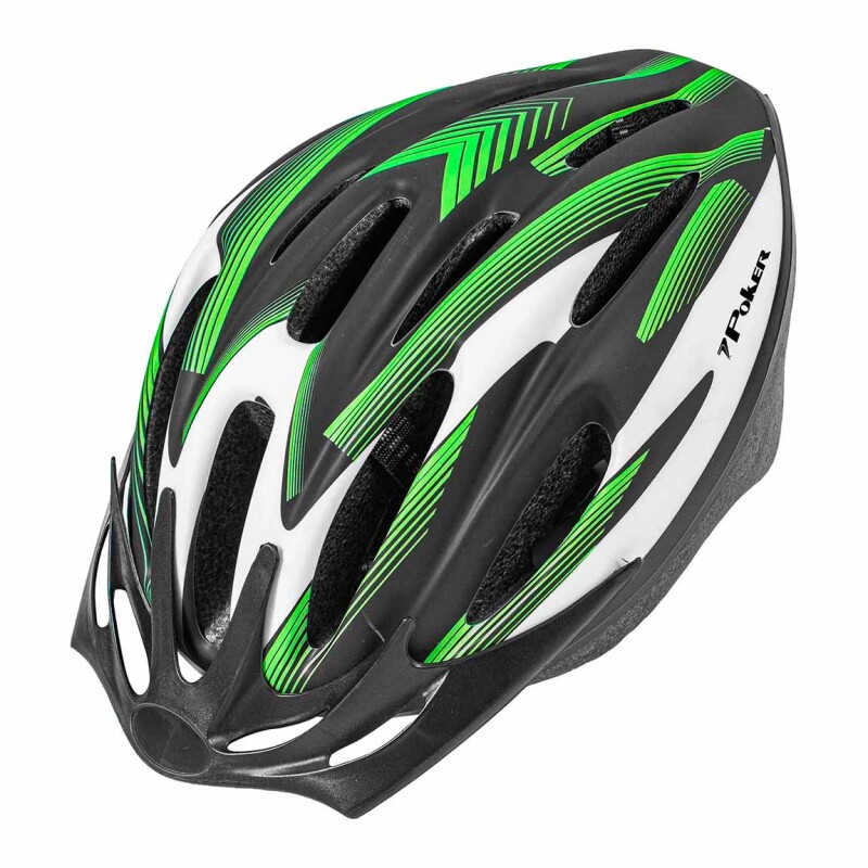 Casco Ciclista AdultoPoker Windstorm C/Luz Negro-Verde