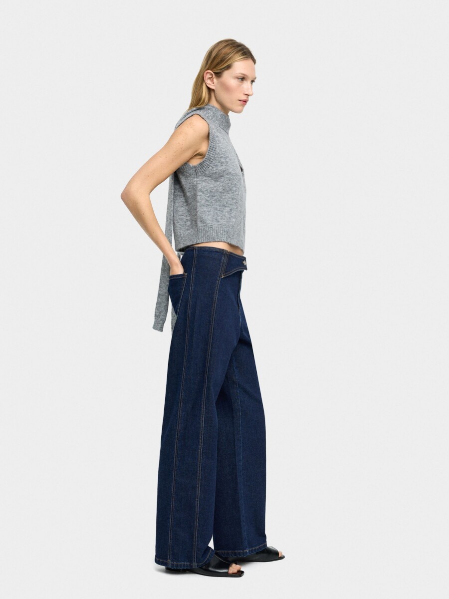 Pantalón Vaquero Cierre Con Solapa azul