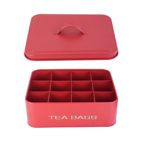 Caja Organizadora Para Te De Metal Con Tapa Y 12 Divisiones Rojo Caja Organizadora Para Te De Metal Con Tapa Y 12 Divisiones Rojo