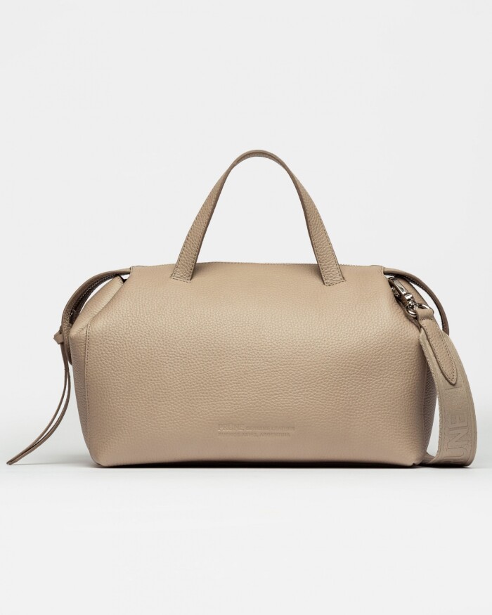 Cartera de mano Resort en cuero graneado Taupe