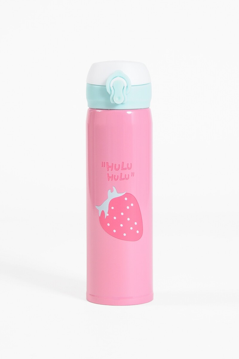 Botella de acero inoxidable con dibujo frutales - UNISEX ROSADO