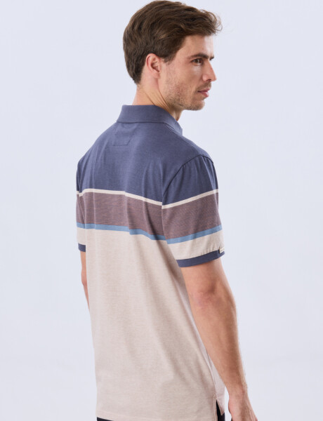 REMERA POLO RAYADA JERSEY Azul
