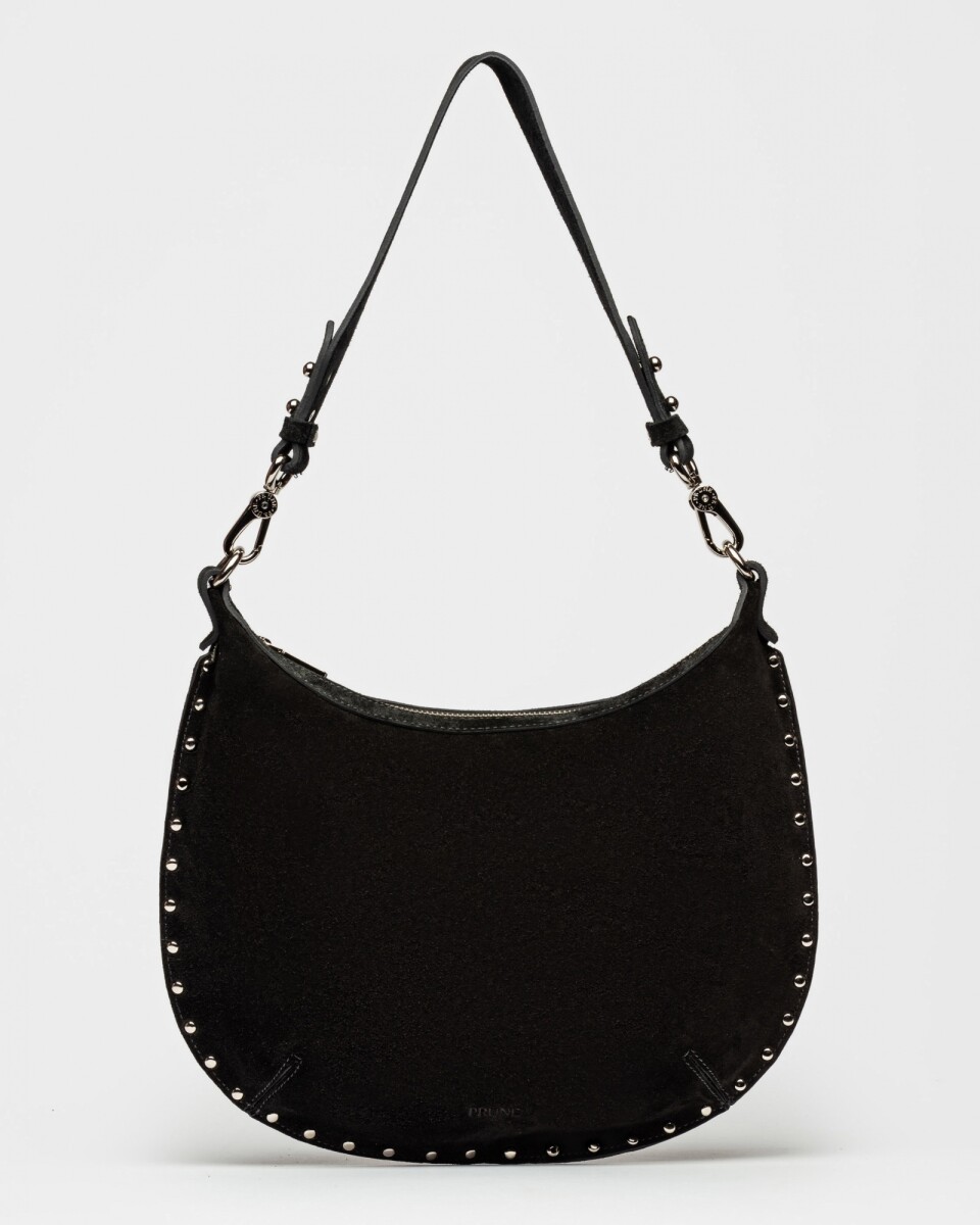 Cartera al hombro Luna en cuero gamuza - Negro 