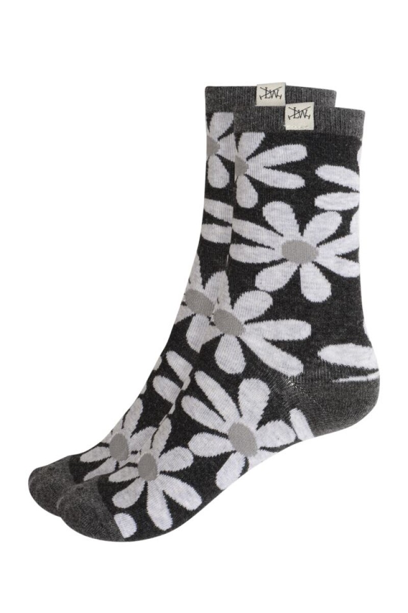 MEDIAS CON MARGARITAS PACK x2 - Gris 