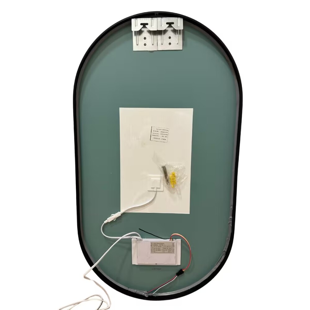 Espejo LED 45x80 oval negro con desempañador cinta led silicona Espejo Led 45x80 Oval Negro Con Desempañador Cinta Led Silicona