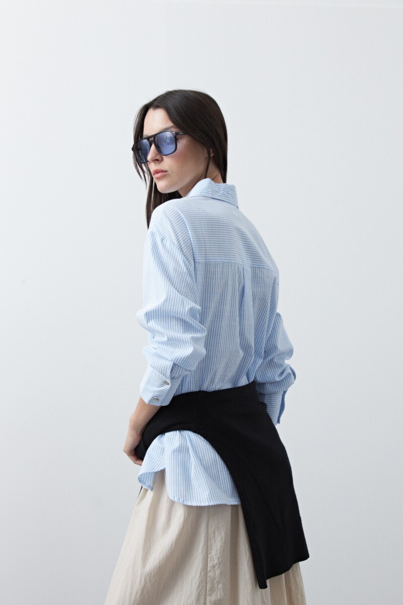 CAMISA DANAE STRIPE Blanco/Celeste