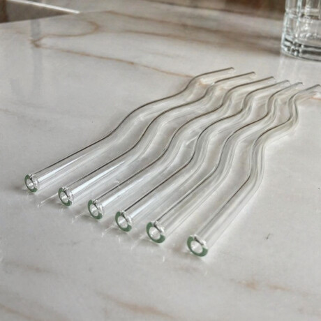 Set de 6 sorbitos de vidrio ondeado reutilizables con limpiador Sc