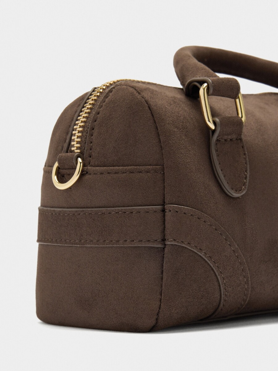 Bolso Tote Efecto Piel Con Colgante marron