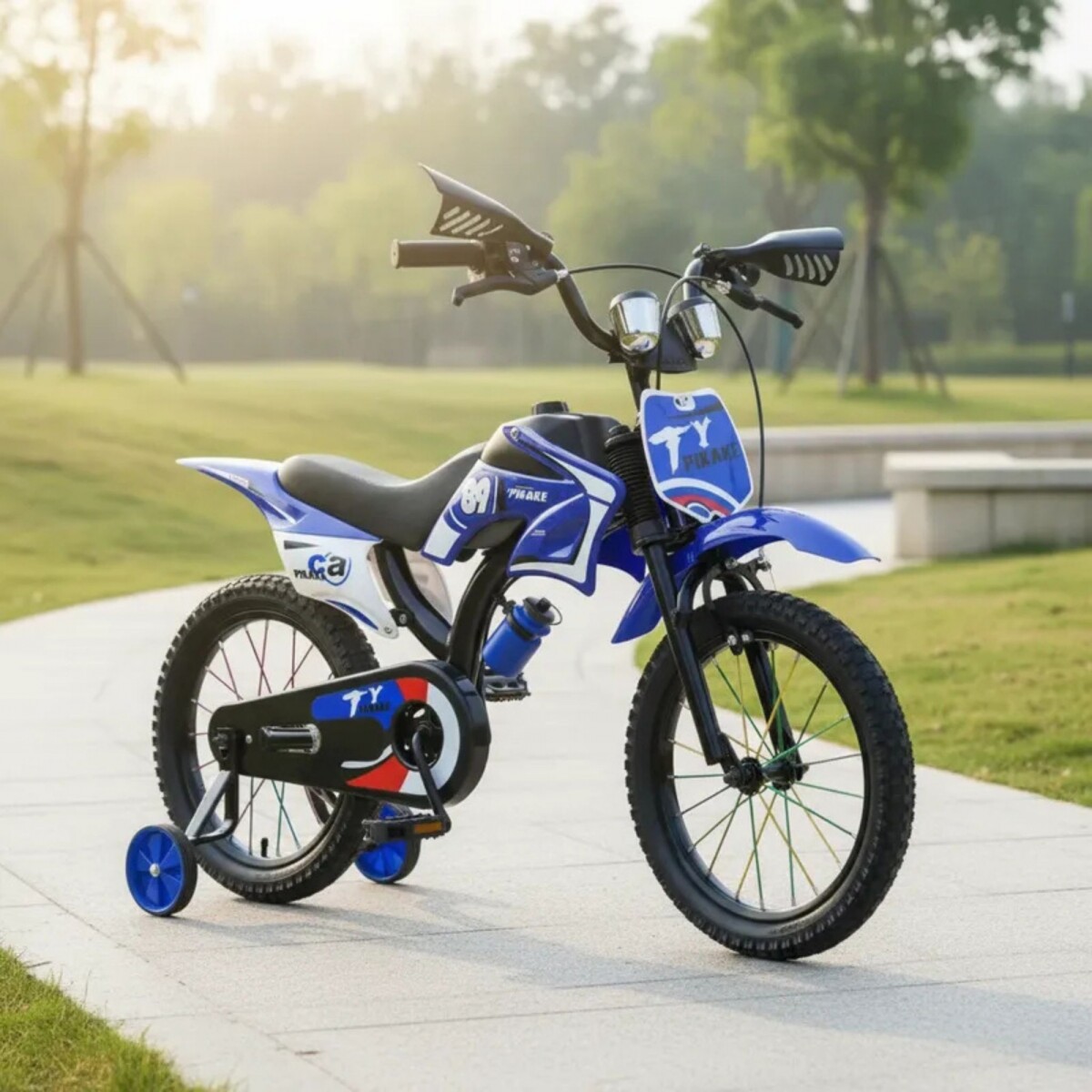 Bicicleta estilo moto con roncador rodado 16" - Azul 