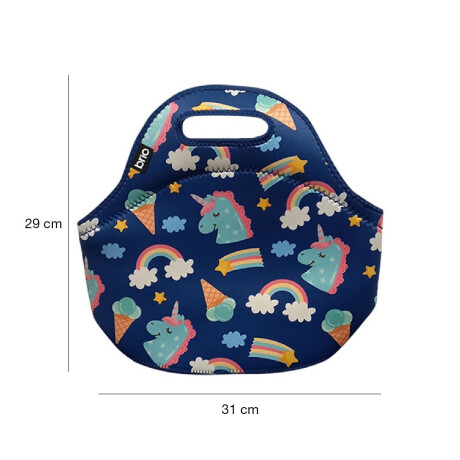 Lunchera de Neopreno Brio Bolso Térmico Bebida Comida c/ Asa Unicornios