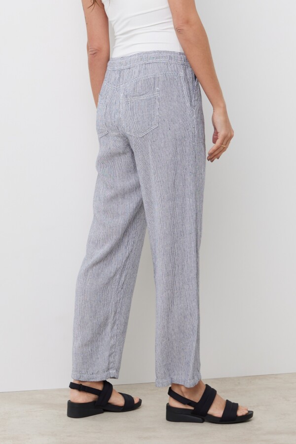 Pantalon Lino AZUL/BLANCO