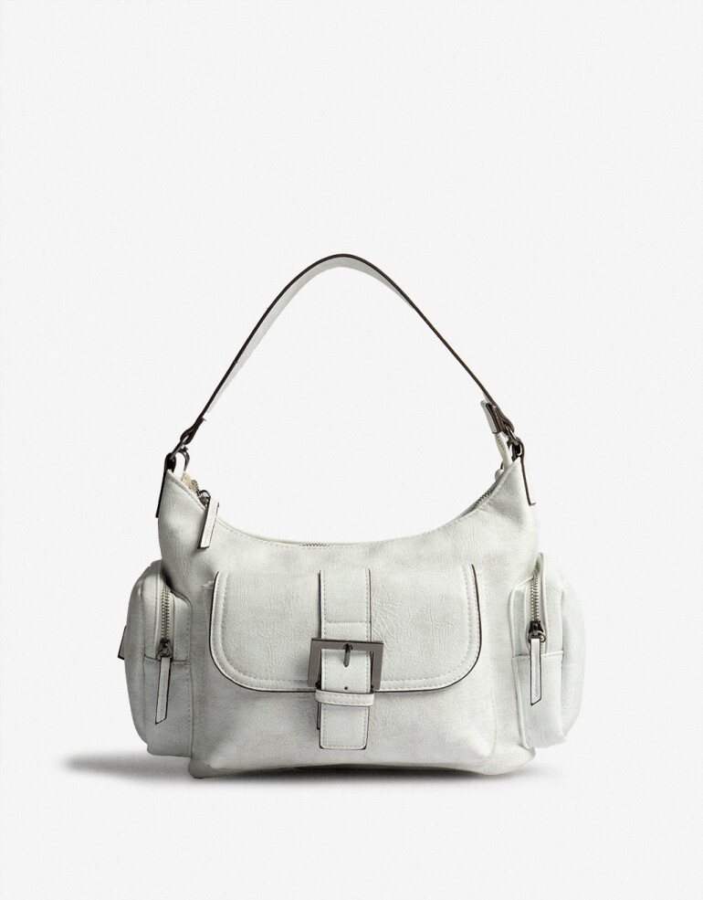City Cartera Formato Baguette - Blanco Crudo