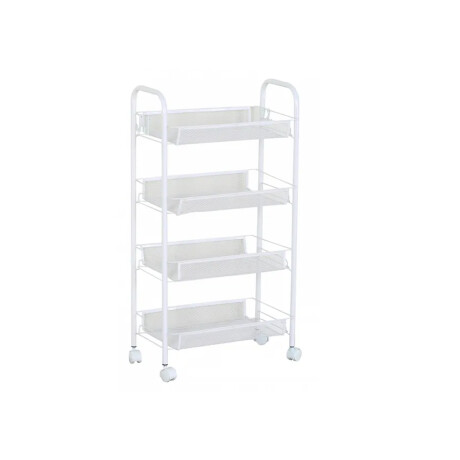 Carro organizador metálico de 4 niveles con ruedas Blanco