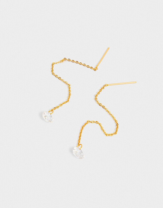 Aros Colgantes Largos Strass Crystal Aros Colgantes Largos Strass Crystal - Dorado