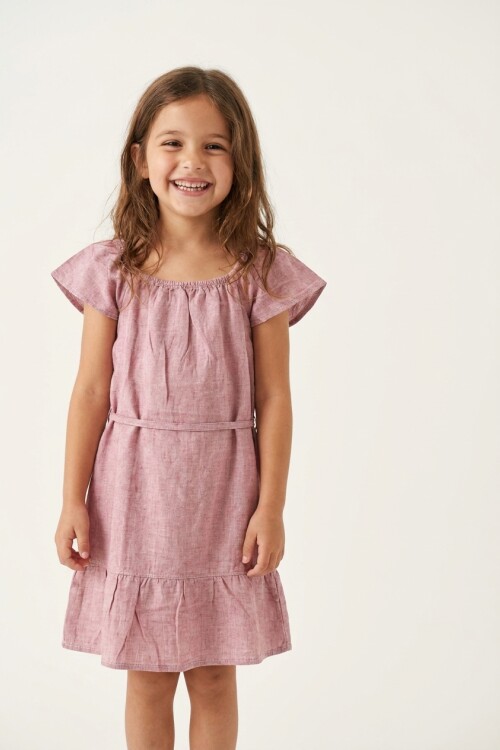Vestido con volados en hombro ROSA
