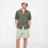 V-SS STANDARD LINEN COTTON RESORT COLLAR MESCULEN GREEN