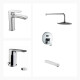 Juego Completo De Griferia De Baño Lavatorio Bajo Y Ducha De Empotrar Alassio Aqualia CROMO