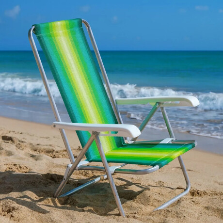 Reposera Silla Reclinable De Playa 8 Posiciones Aluminio Verde