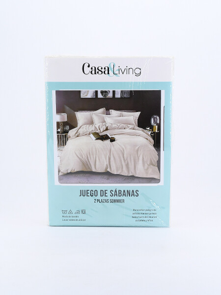 JUEGO DE SABANAS SOMMIER 2 PLAZAS BEIGE