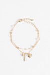 Pulsera doble cadena dijes dorado