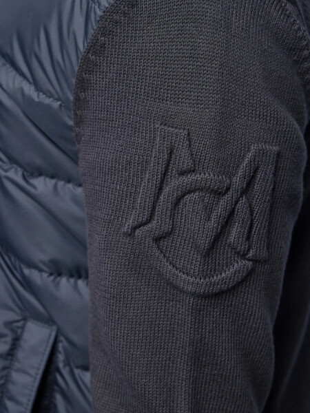 MONCLER - Campera Acolchada de Algodón Azul Oscuro