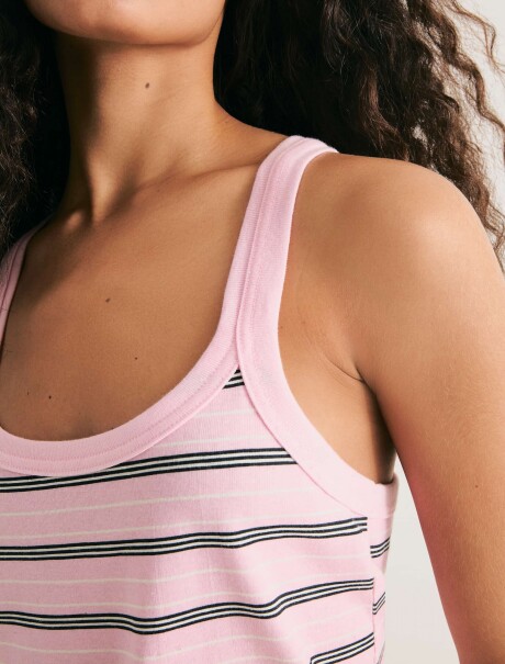 MUSCULOSA CUELLO EN U DE RAYAS ROSADO