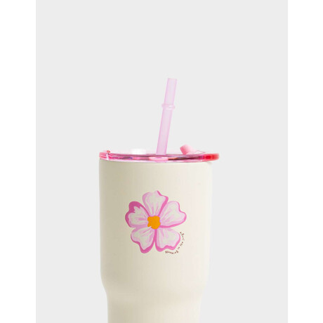 Vaso Alto De Acero Inoxidable Estampado Con Sorbete Blanco Crudo