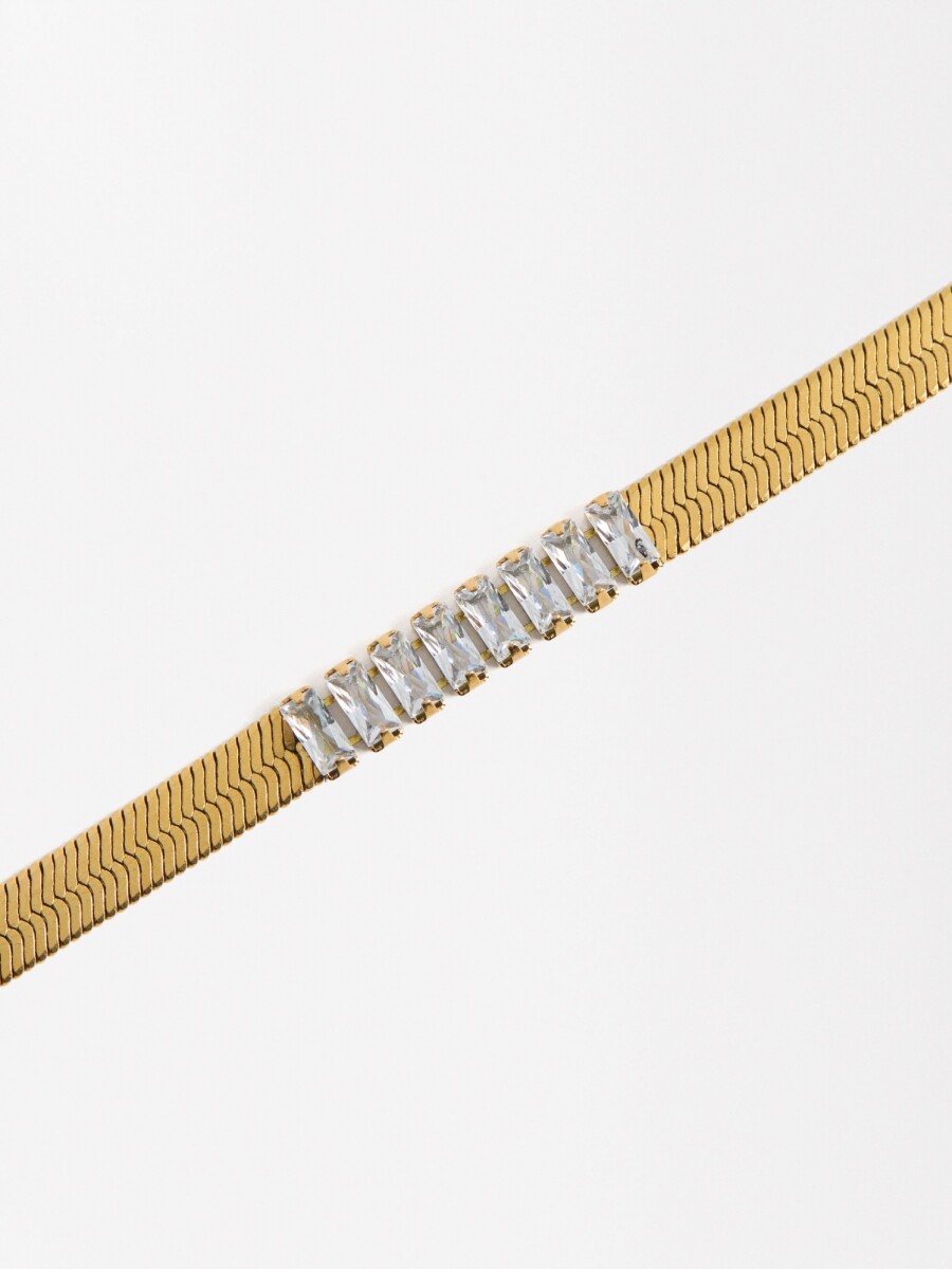 Pulsera Con Cristales - Acero Inoxidable dorado
