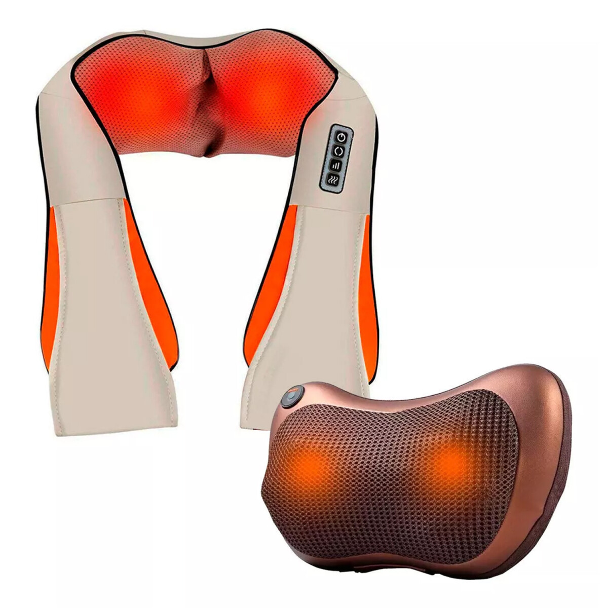 Pack Masajeador Eléctrico Shiatsu + Masajeador De Almohada - PK MASAJEADOR SHIATSU + ALMOHADA 8028 