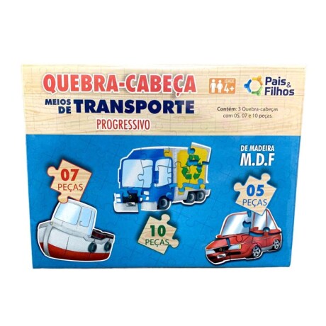 Puzzle Progresivo de Transportes en Madera Puzzle Progresivo de Transportes en Madera