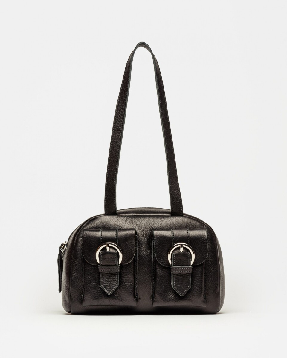 Cartera al hombro Indie en cuero vegetal liso - Negro 