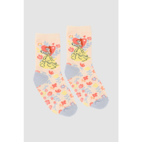 Medias individuales algodón infantil media caña con abs princesa bella Variante 26