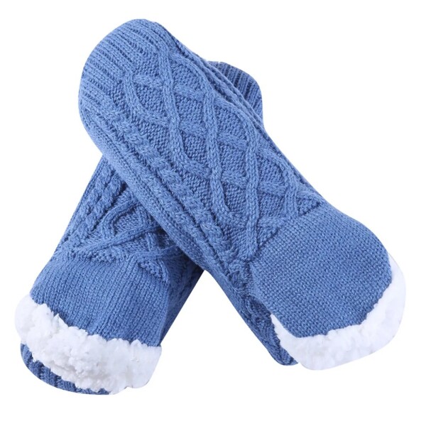 Medias Termicas Polar Invierno Algodón Antideslizantes Variante Color Azul