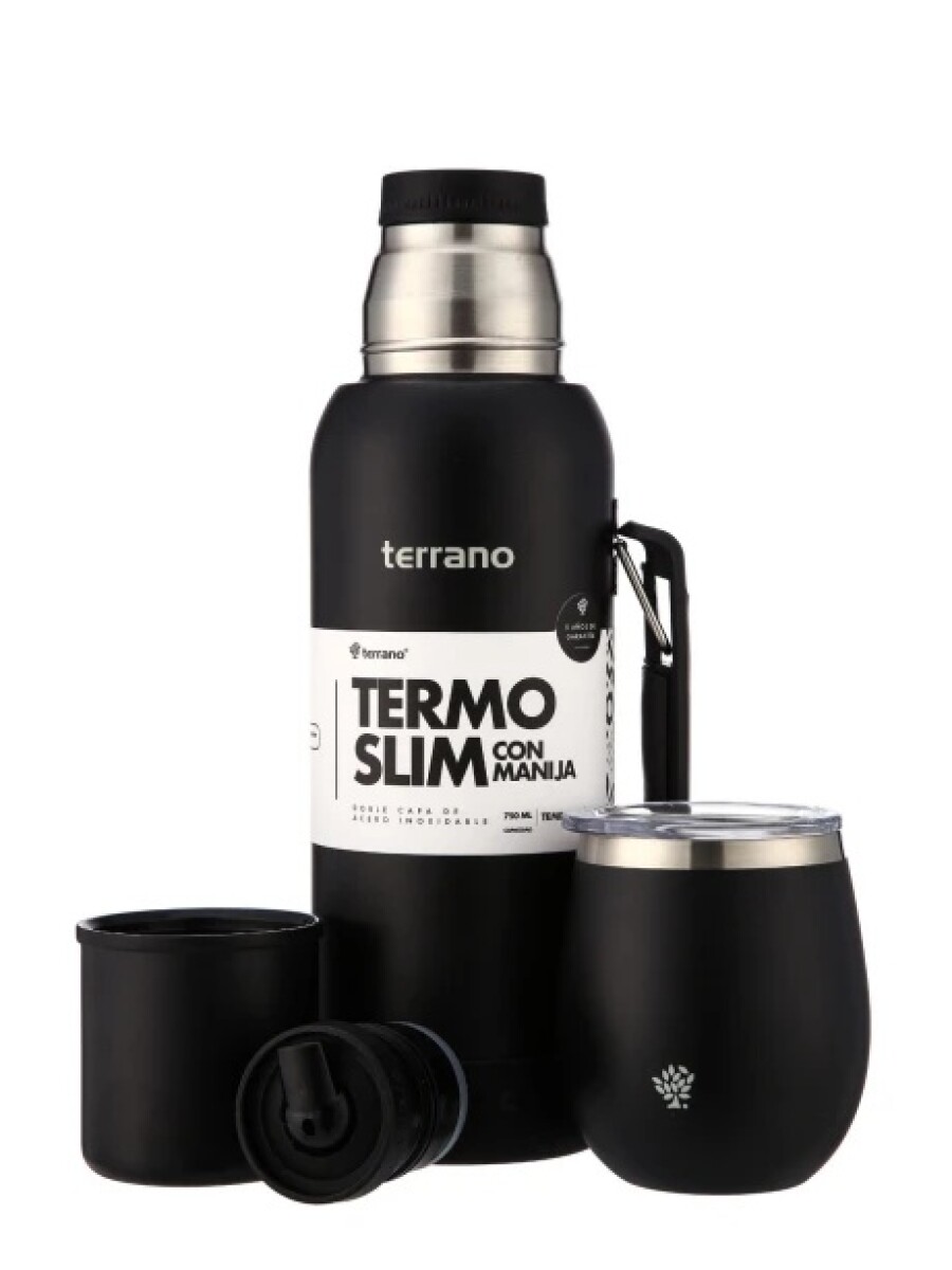 Termo Terrano Slim 1L con Base de Silicona - NEGRO 