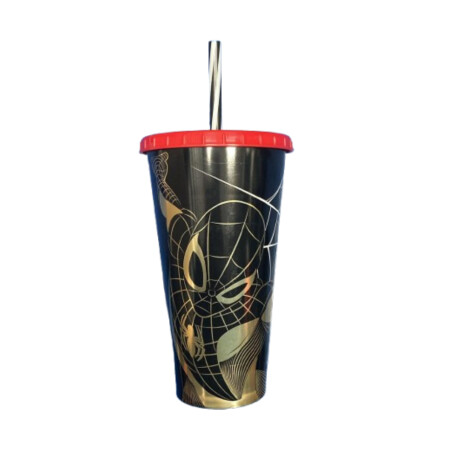 Vaso Plástico Con Pajita Spider-Man 700 ml Vaso Plástico Con Pajita Spider-Man 700 ml