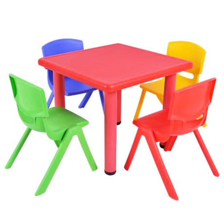 Mesa + 4 Sillas Infantil Plástico Calidad Y Colores Azul