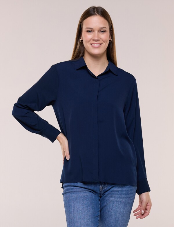 Camisa Clásica Abotonadura Oculta AZUL