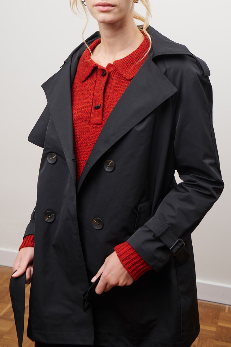 TRENCH CAPUCHA MIDI NEGRO